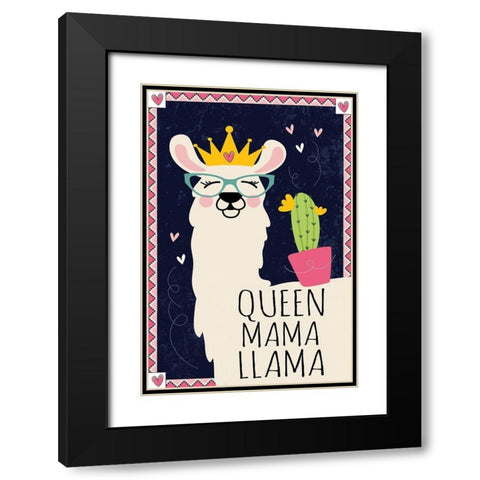 Queen Mama Llama Black Modern Wood Framed Art Print with Double Matting by ND Art