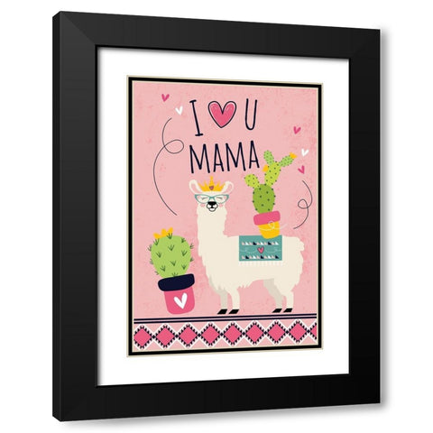 Heart Mama Black Modern Wood Framed Art Print with Double Matting by ND Art