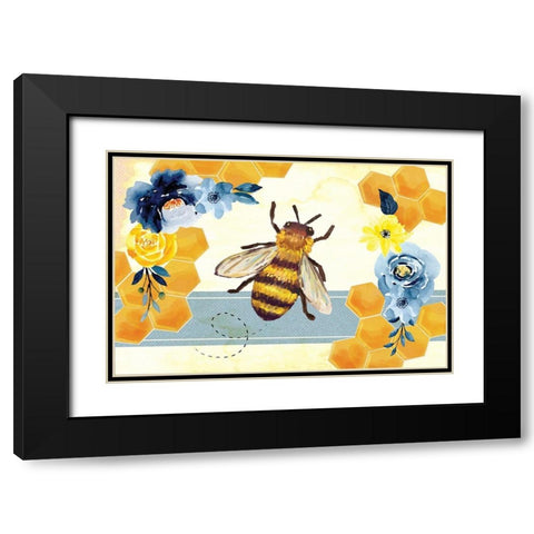 Bee Black Modern Wood Framed Art Print with Double Matting by ND Art
