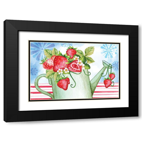 Berries Black Modern Wood Framed Art Print with Double Matting by ND Art