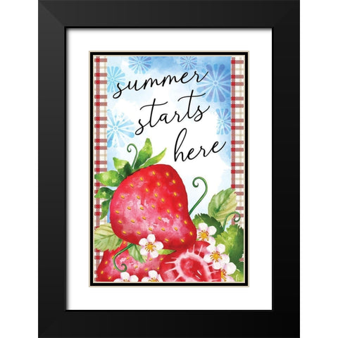 Summer Starts Here Black Modern Wood Framed Art Print with Double Matting by ND Art