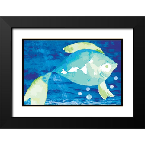 Fish Black Modern Wood Framed Art Print with Double Matting by ND Art