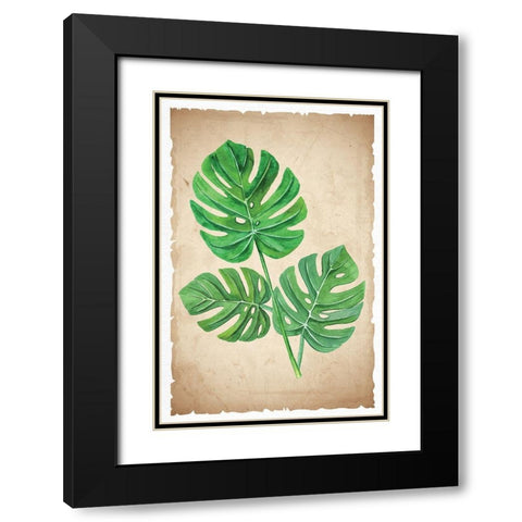 Banana Leaves Black Modern Wood Framed Art Print with Double Matting by ND Art