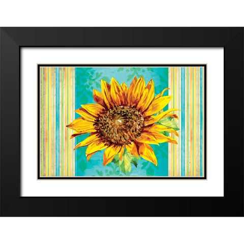 Sunflower Black Modern Wood Framed Art Print with Double Matting by ND Art