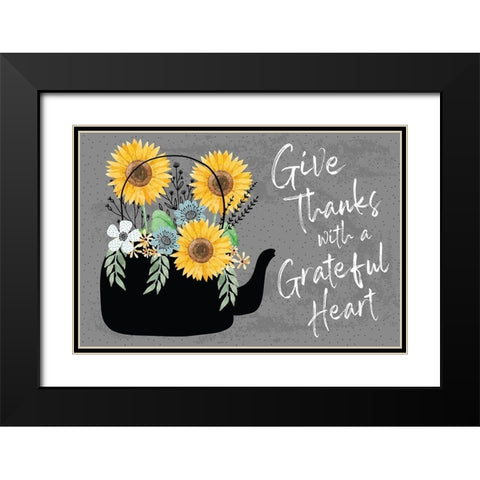 Grateful Heart Black Modern Wood Framed Art Print with Double Matting by ND Art