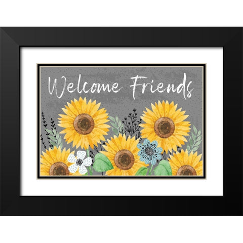 Welcome Friends Black Modern Wood Framed Art Print with Double Matting by ND Art