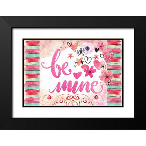 Be Mine Black Modern Wood Framed Art Print with Double Matting by ND Art