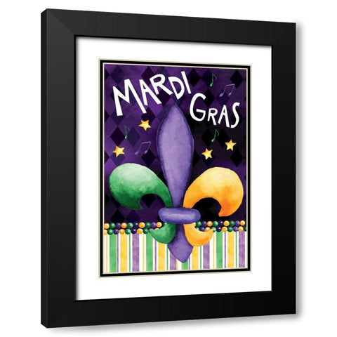 Mardi Gras Black Modern Wood Framed Art Print with Double Matting by ND Art
