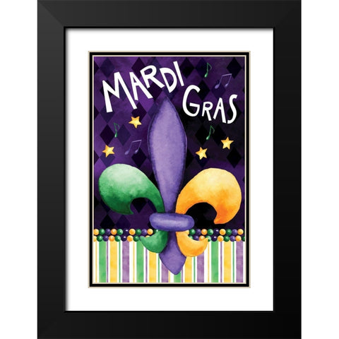 Mardi Gras Black Modern Wood Framed Art Print with Double Matting by ND Art