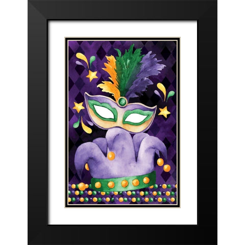 Mardi Gras II Black Modern Wood Framed Art Print with Double Matting by ND Art