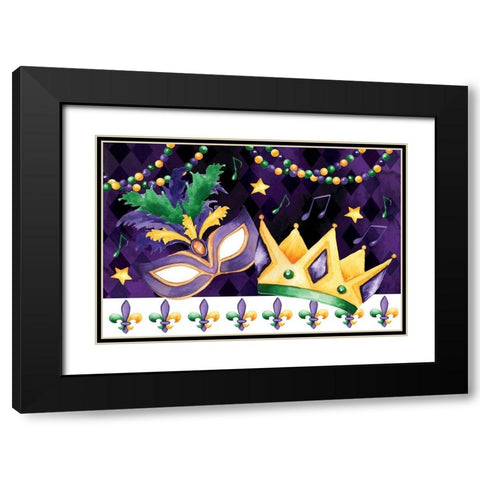 Mardi Gras III Black Modern Wood Framed Art Print with Double Matting by ND Art