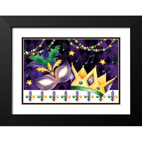 Mardi Gras III Black Modern Wood Framed Art Print with Double Matting by ND Art