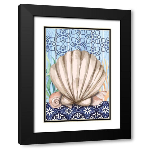 Shell Black Modern Wood Framed Art Print with Double Matting by ND Art