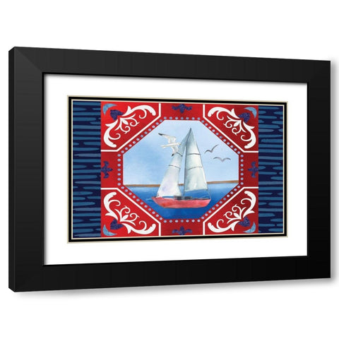 Sailboat Black Modern Wood Framed Art Print with Double Matting by ND Art