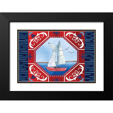 Sailboat Black Modern Wood Framed Art Print with Double Matting by ND Art