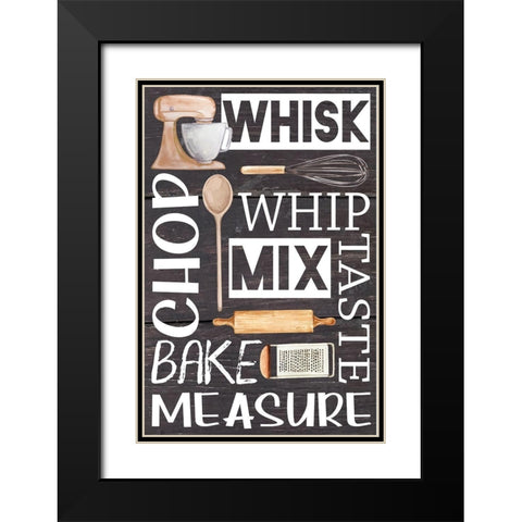Kitchen Words Black Modern Wood Framed Art Print with Double Matting by ND Art