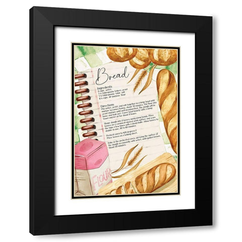 Bread Recipe Black Modern Wood Framed Art Print with Double Matting by ND Art