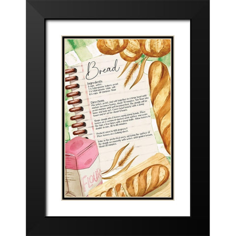 Bread Recipe Black Modern Wood Framed Art Print with Double Matting by ND Art