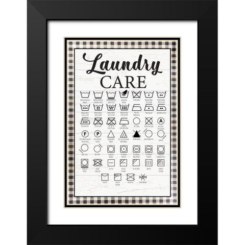 Laundry Instructions Black Modern Wood Framed Art Print with Double Matting by ND Art