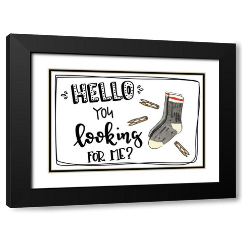 Lost Sock Black Modern Wood Framed Art Print with Double Matting by ND Art