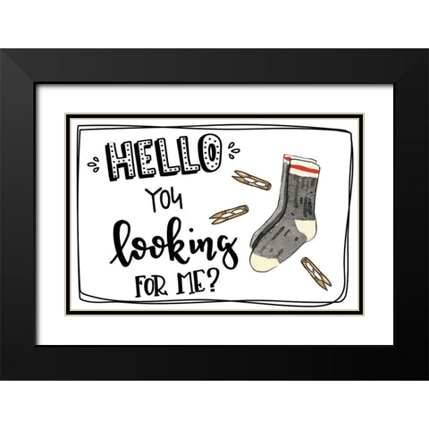 Lost Sock Black Modern Wood Framed Art Print with Double Matting by ND Art