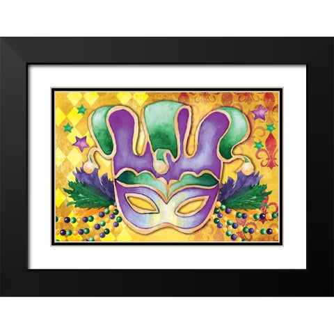Mardi Gras IV Black Modern Wood Framed Art Print with Double Matting by ND Art