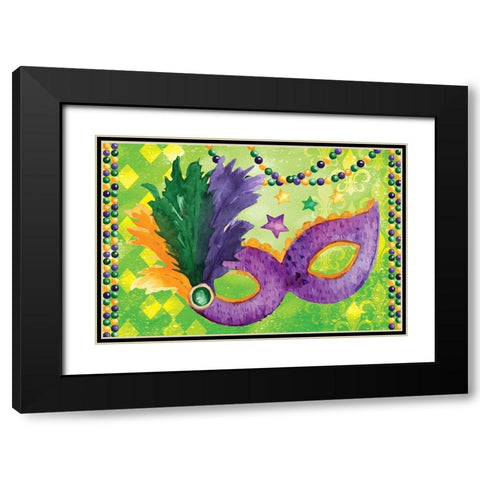 Mardi Gras V Black Modern Wood Framed Art Print with Double Matting by ND Art