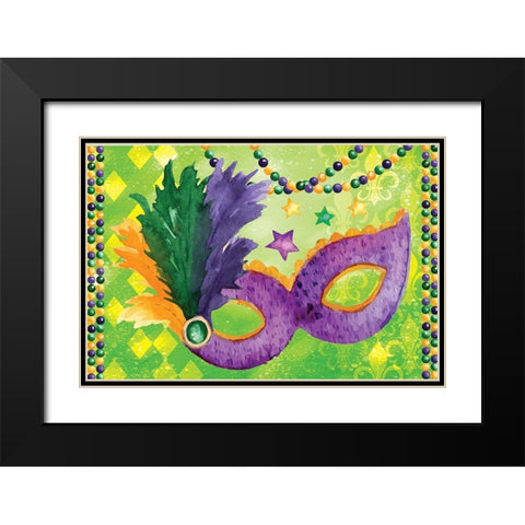 Mardi Gras V Black Modern Wood Framed Art Print with Double Matting by ND Art