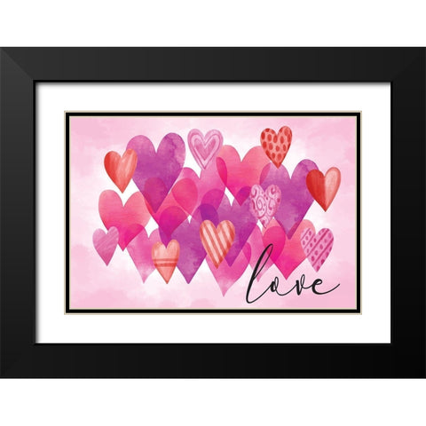 Valentines Love Black Modern Wood Framed Art Print with Double Matting by ND Art