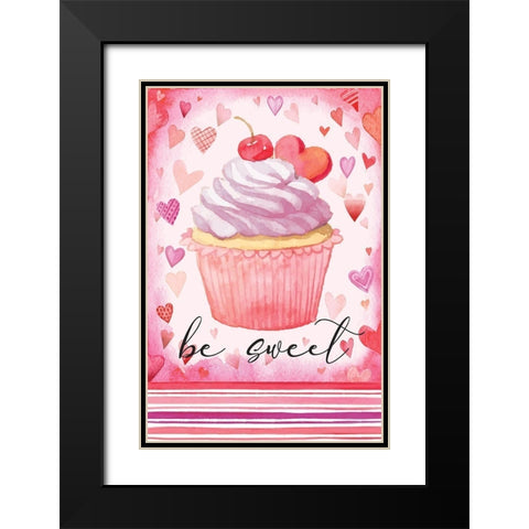 Be Sweet Black Modern Wood Framed Art Print with Double Matting by ND Art
