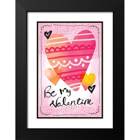 Be My Valentine Black Modern Wood Framed Art Print with Double Matting by ND Art