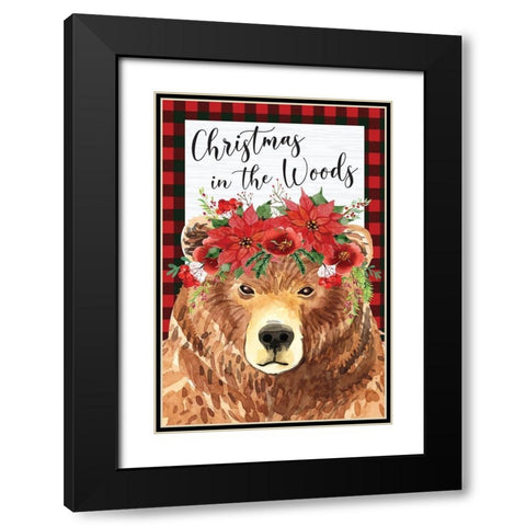 Christmas in the Woods Black Modern Wood Framed Art Print with Double Matting by ND Art