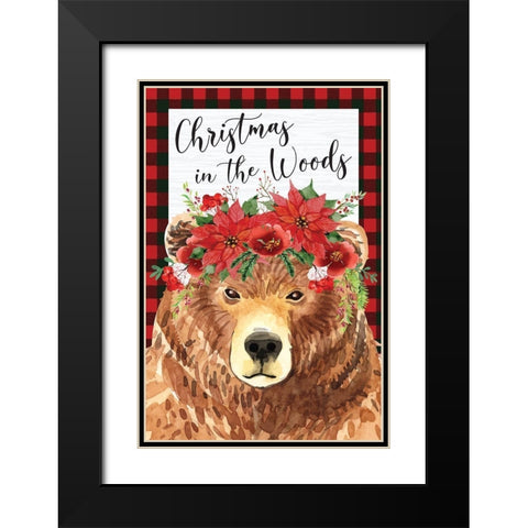Christmas in the Woods Black Modern Wood Framed Art Print with Double Matting by ND Art