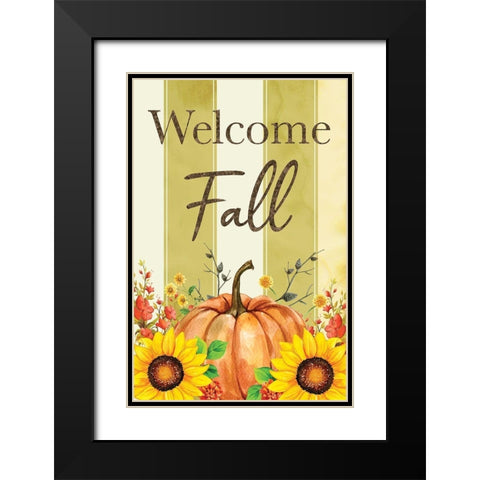 Welcome Fall Black Modern Wood Framed Art Print with Double Matting by ND Art