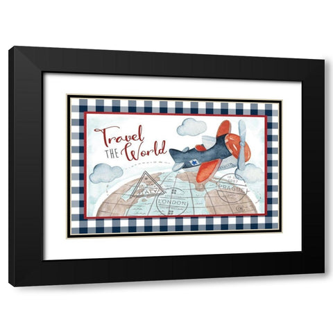 Travel the World Black Modern Wood Framed Art Print with Double Matting by ND Art