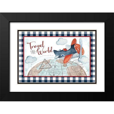 Travel the World Black Modern Wood Framed Art Print with Double Matting by ND Art