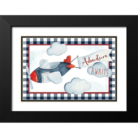 Adventure Awaits Black Modern Wood Framed Art Print with Double Matting by ND Art