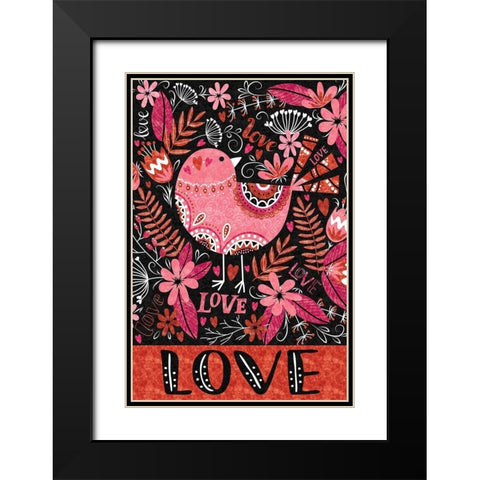 Love Birds Black Modern Wood Framed Art Print with Double Matting by ND Art