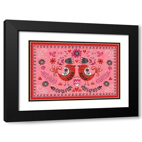 Love Birds II Black Modern Wood Framed Art Print with Double Matting by ND Art
