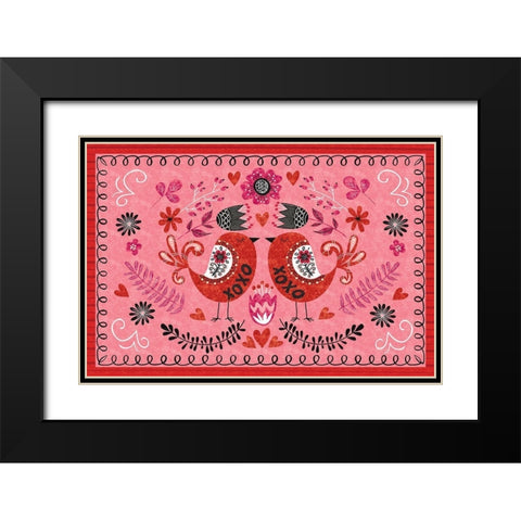 Love Birds II Black Modern Wood Framed Art Print with Double Matting by ND Art