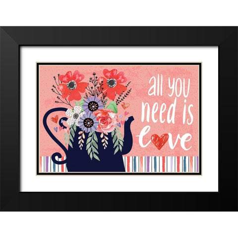 All You Need is Love Black Modern Wood Framed Art Print with Double Matting by ND Art