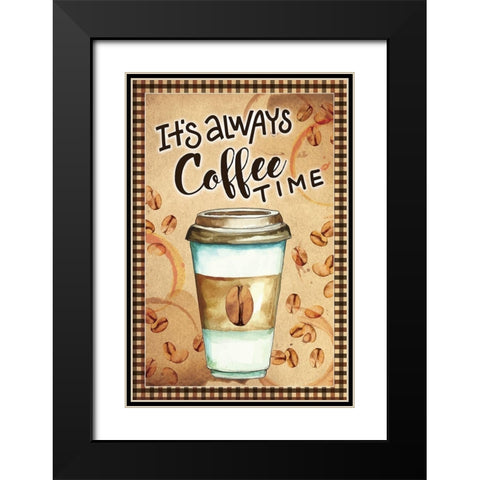 Coffee Time Black Modern Wood Framed Art Print with Double Matting by ND Art