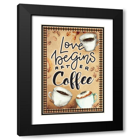 Love Begins Black Modern Wood Framed Art Print with Double Matting by ND Art