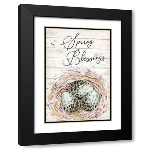 Spring Blessings Black Modern Wood Framed Art Print with Double Matting by ND Art