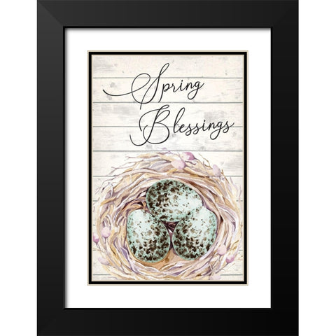 Spring Blessings Black Modern Wood Framed Art Print with Double Matting by ND Art