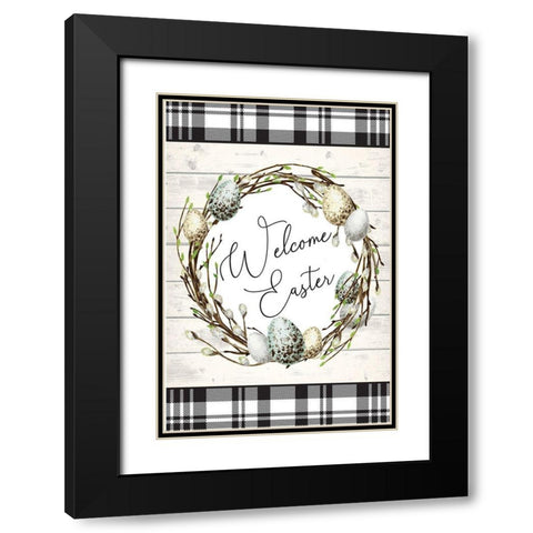 Welcome Easter Black Modern Wood Framed Art Print with Double Matting by ND Art