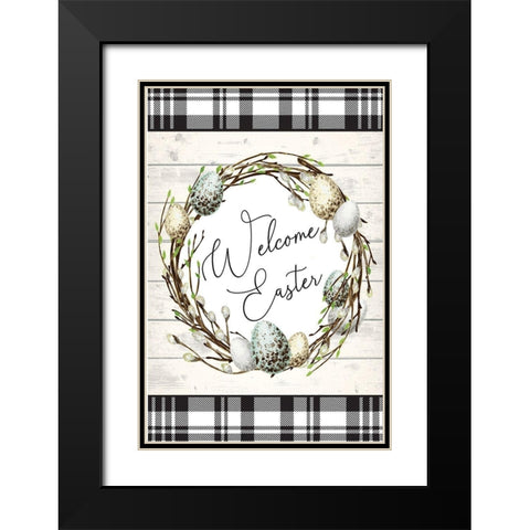 Welcome Easter Black Modern Wood Framed Art Print with Double Matting by ND Art
