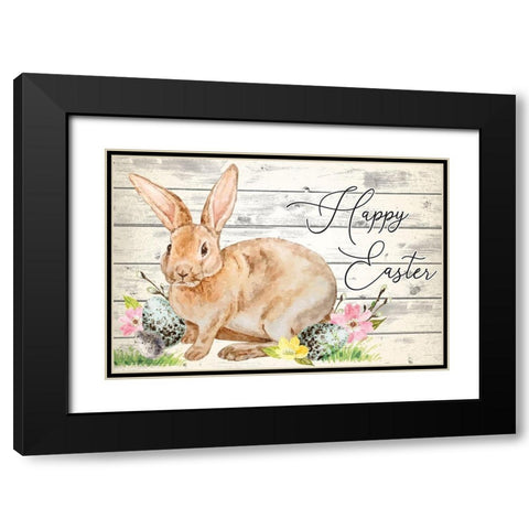 Happy Easter Black Modern Wood Framed Art Print with Double Matting by ND Art