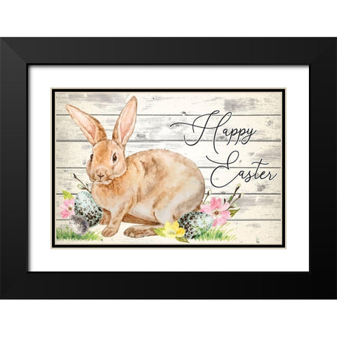 Happy Easter Black Modern Wood Framed Art Print with Double Matting by ND Art