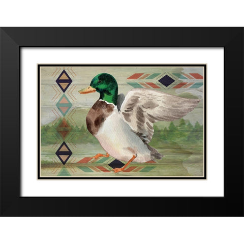 Duck Black Modern Wood Framed Art Print with Double Matting by ND Art